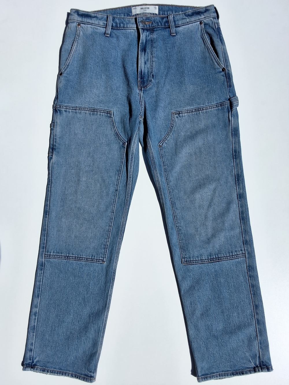 (34x32) Hollister Men's Loose Carpenter Jeans In Medium Wash Blue